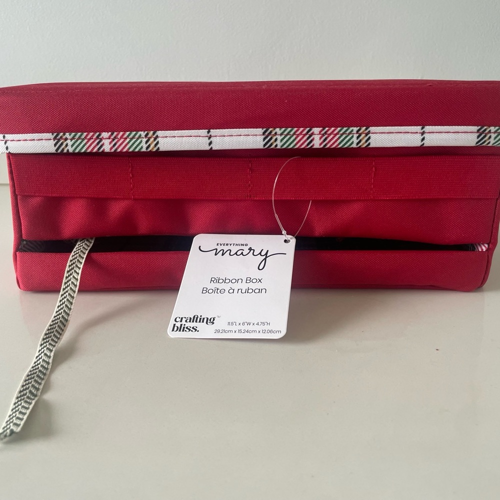 Plaid Ribbon Storage Box - Red and Green